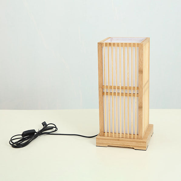 Wooden Square Column Table Lamp
