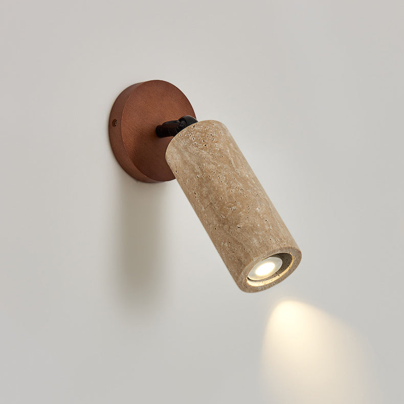Yellow Travertine Cylindrical Bedroom Wall Lamp