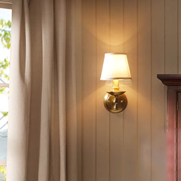 Trapezoidal Candelabra Copper Fabric Wall Lamp