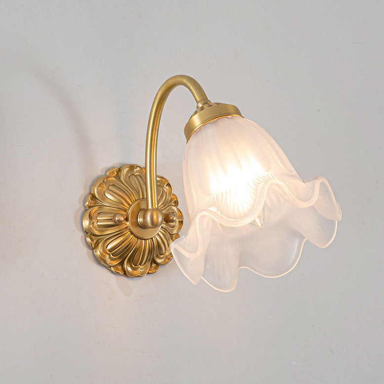 Floral Copper Glass Wall Lamp