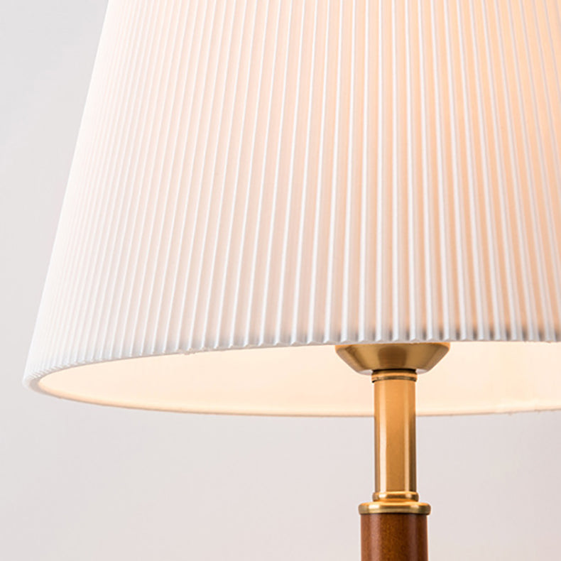 Pleated Fabric Wooden Bedroom Table Lamp