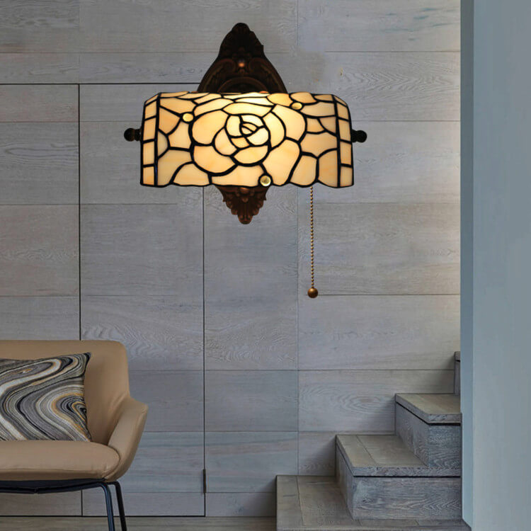 Floral Stained Glass Living Wall Lamp