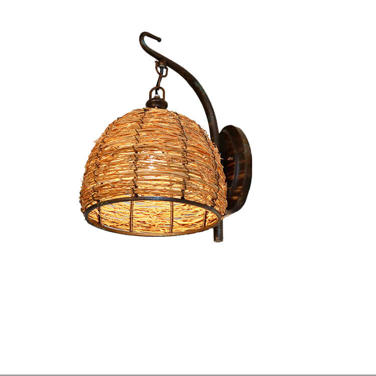 Rattan Weaving Dome Wall Lamp
