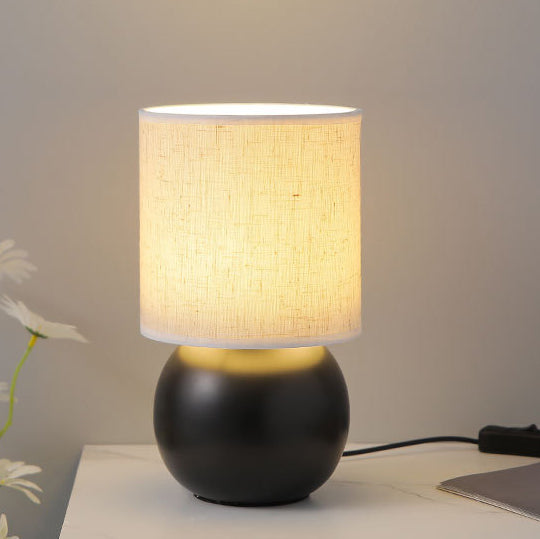 Round Orb Ceramic Fabric Table Lamp
