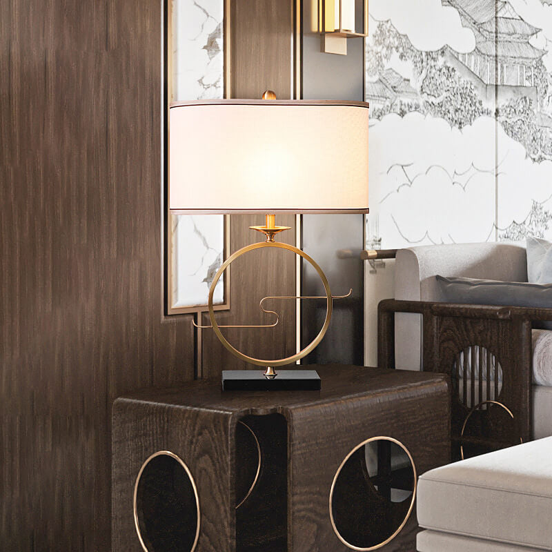 Brass Ring Fabric Table Lamp