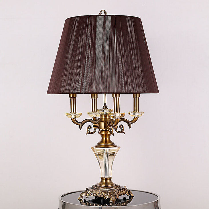 Fabric Candle Crystal 3/4 3-Light Table Lamp