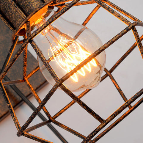 Iron Cage Pulley Liftable Wall Lamp
