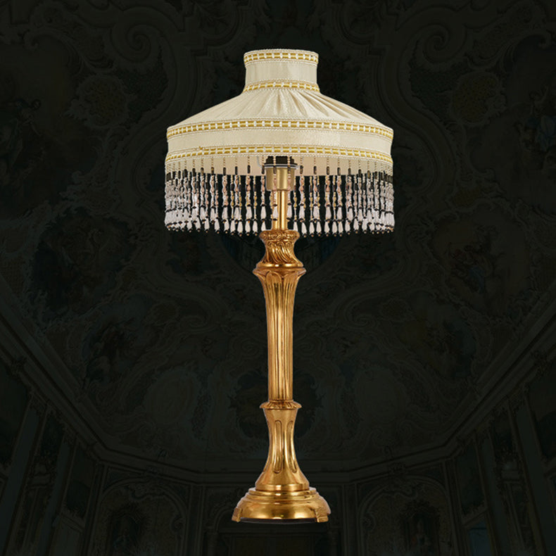 Fabric Round Brass Home Table Lamp