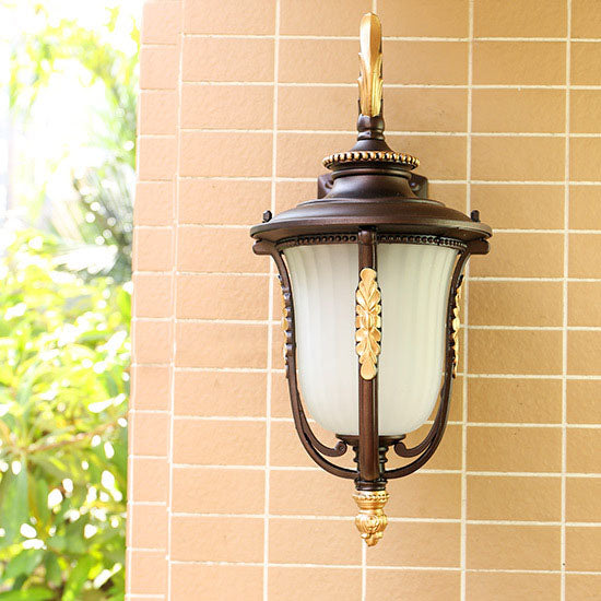 Coffee Gilded Aluminum Glass Outdoor Light