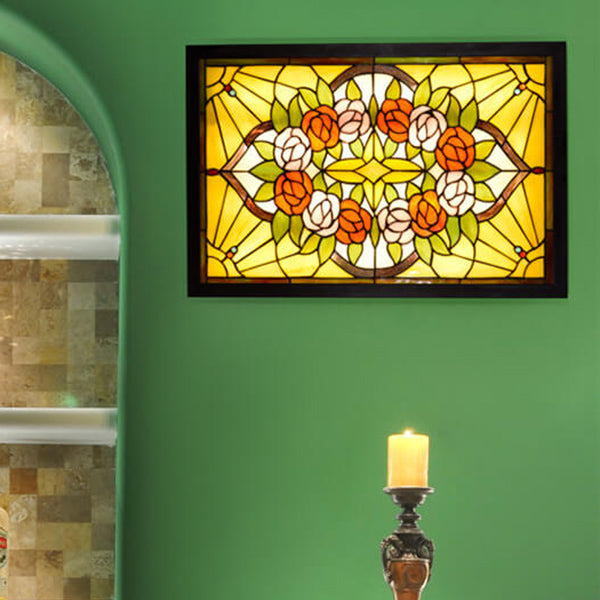 Pastoral Rose Pattern Mural Wall Lamp