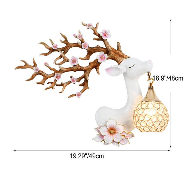 Resin Antler Crystal Ball Wall Lamp