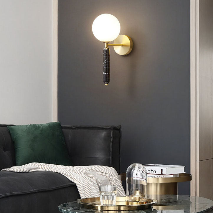 Ball Marble Straight Arm Wall Lamp