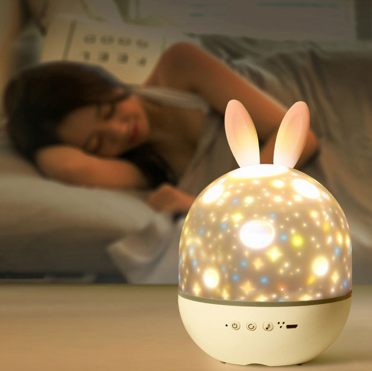 Kids Projectable Round Rabbit Table Lamp