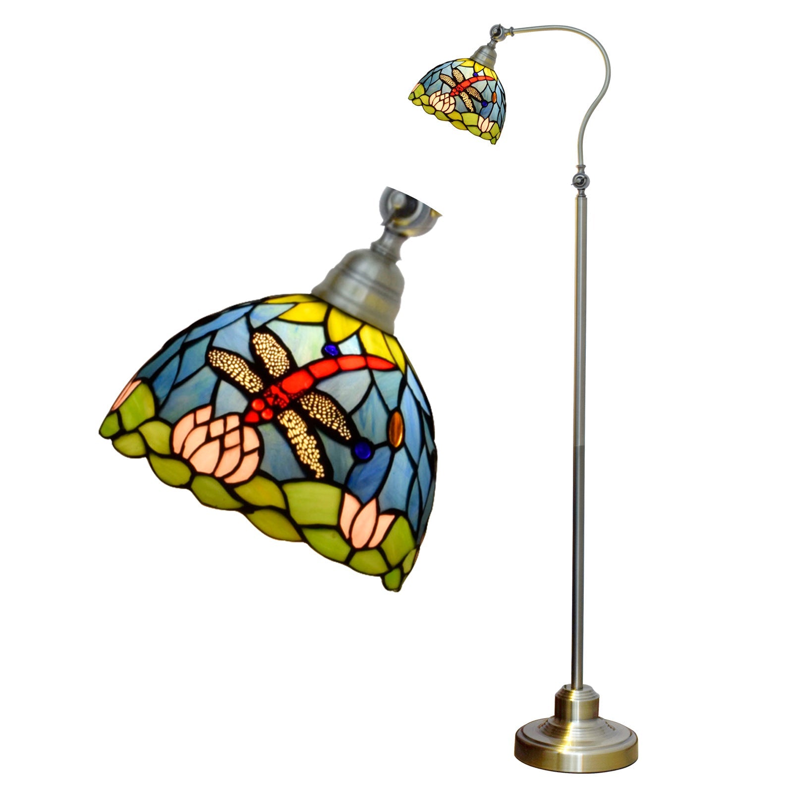 Iron Glss Dome Round Floor Lamp