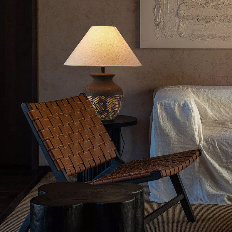 Fabric Ceramic Jar Study Table Lamp