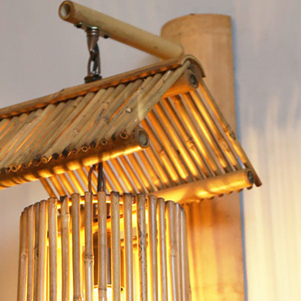 Bamboo Weaving Cylinder Wall Lamp