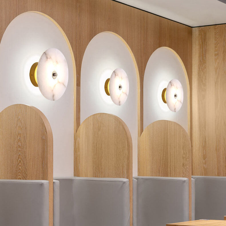 Round Marble Iron Wall Lamp