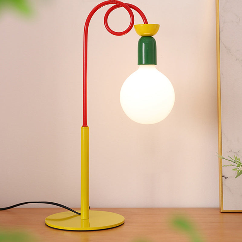 Curved Pole Round Ball Table Lamp