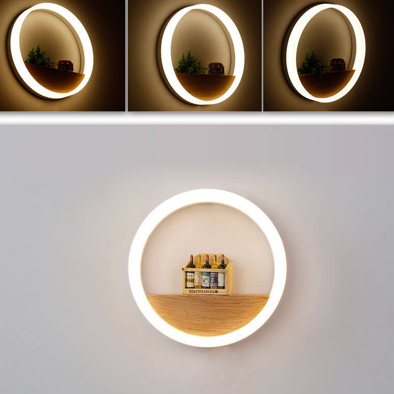 Solid Wood Acrylic Storage Wall Lamp