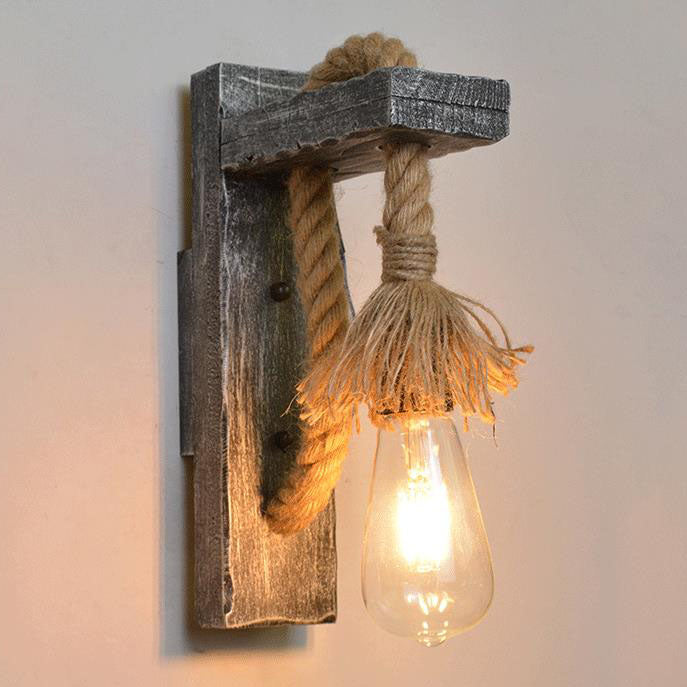Solid Wooden Twine Wall Lamp