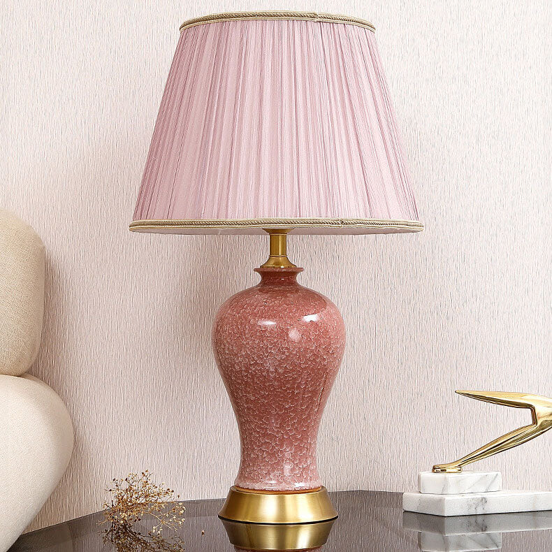 Fabric Ceramic Vase Home Table Lamp