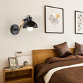 Iron Semicircle Wooden Arm Wall Lamp