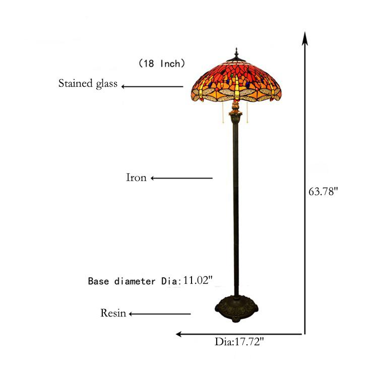 Vintage Tiffany Stained Glass 2-Light Floor Lamp