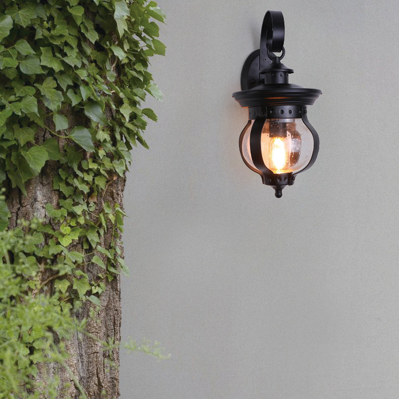 Iron Glass Gourd Shape Outdoor Light