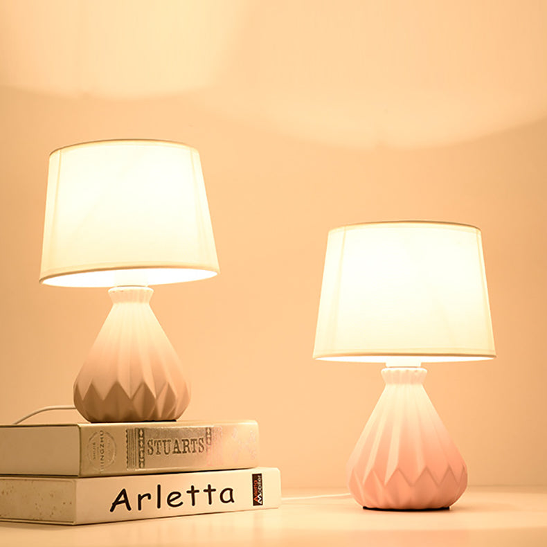 Cylindrical Cone Ceramic Fabric Table Lamp