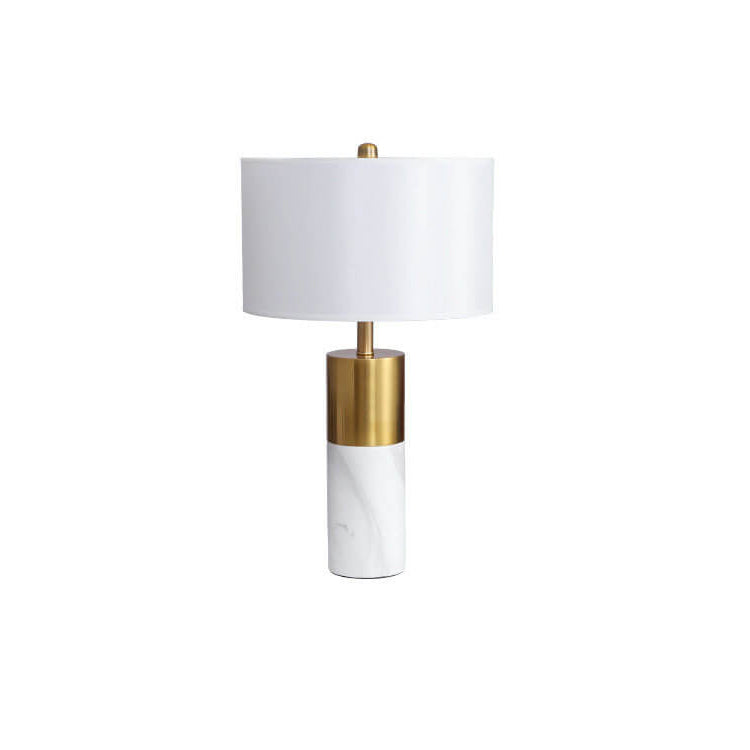 Fabric Marble Column Table Lamp