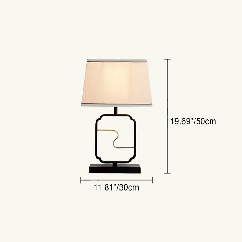 Wrought Iron Fabric Cylinder Table Lamp