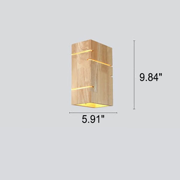 Wooden Square 2-Light Wall Lamp