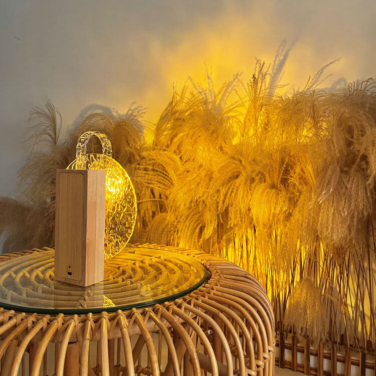 Romantic Solid Wood Rotating Table Lamp