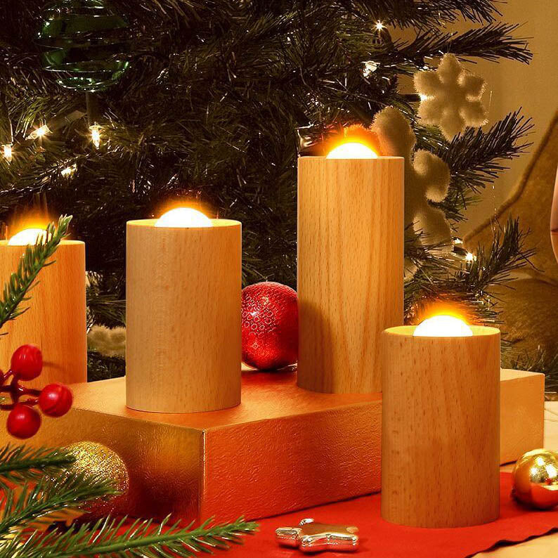 Wooden Cylindrical Table Lamp