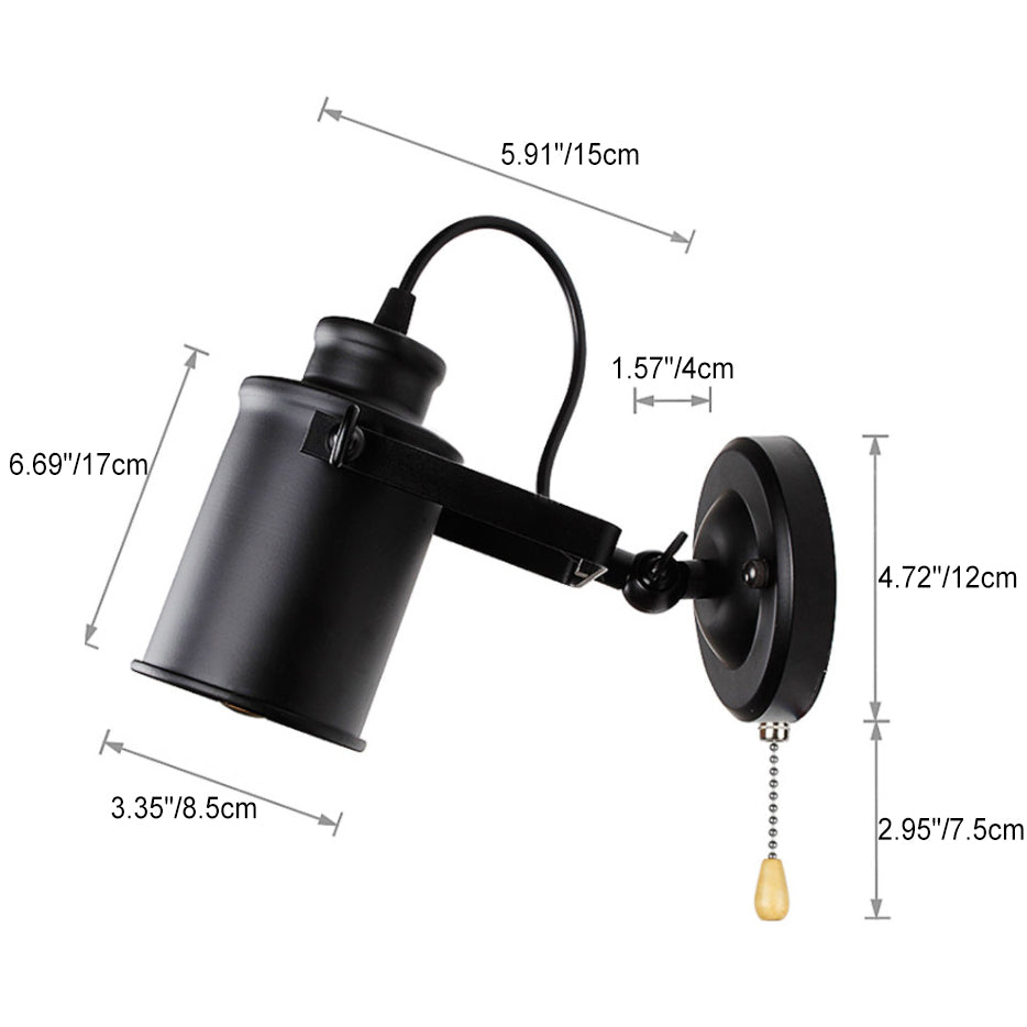 Cylindrical Iron Living Room Wall Lamp