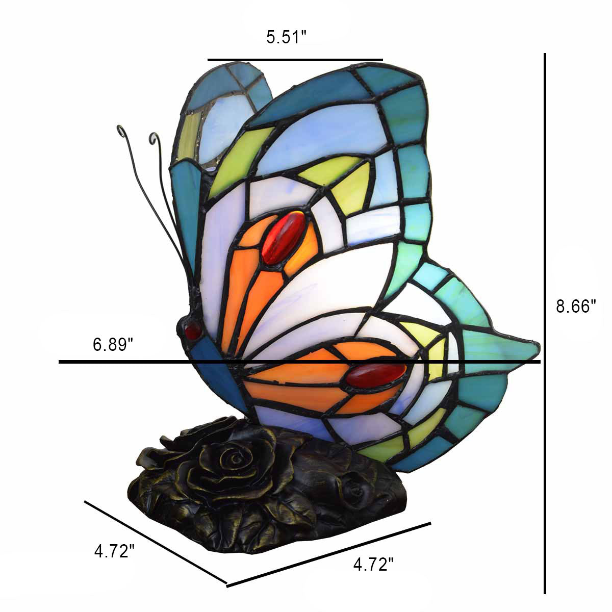 Butterfly Stained Glass Iron Table Lamp