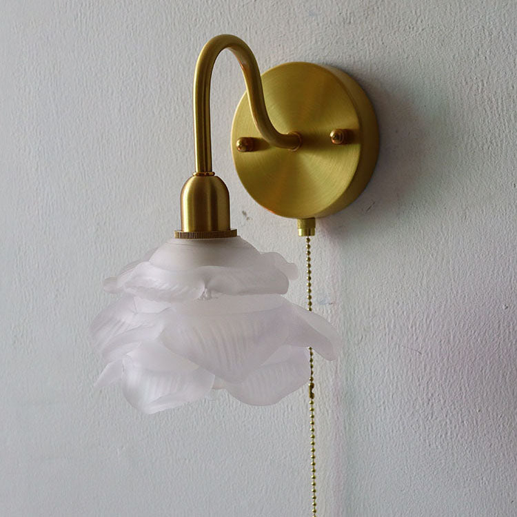 Floral Frosted Glass Pull Wall Lamp