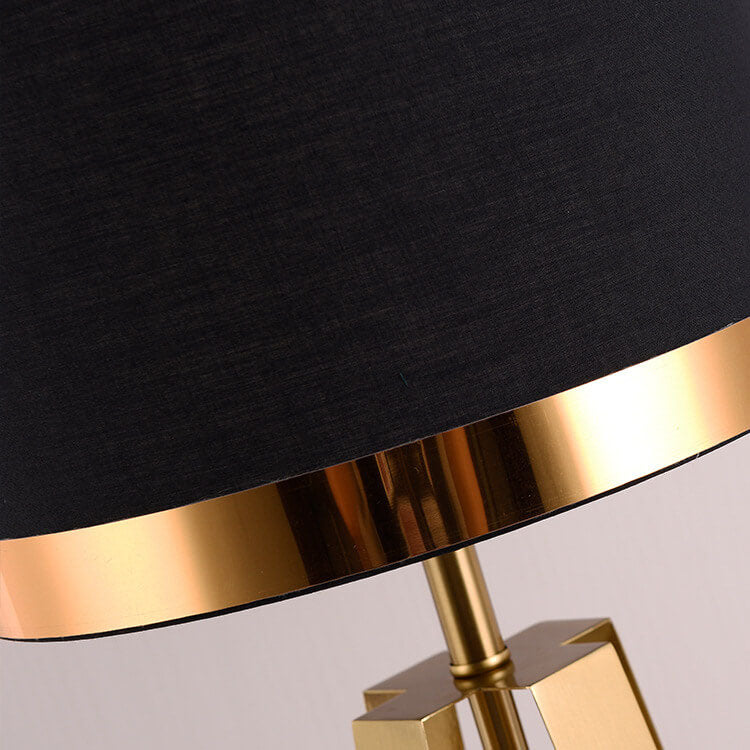Black Fabric Gold Geometric Table Lamp