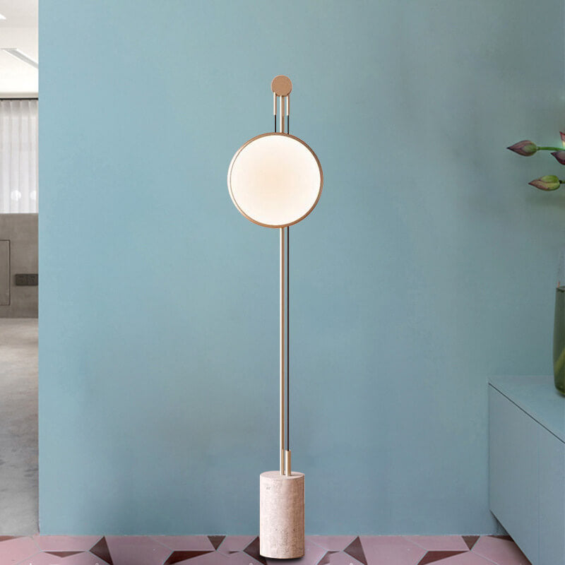 Round Iron Faux Marble Floor Lamp