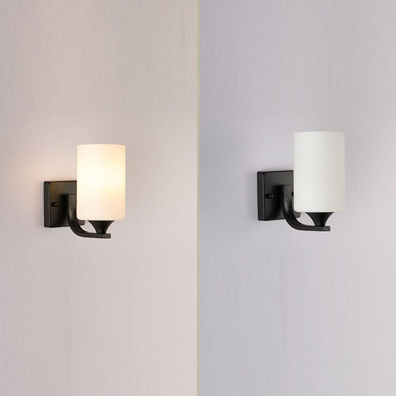 Cylinder Iron Glass 1/2 Wall Lamp
