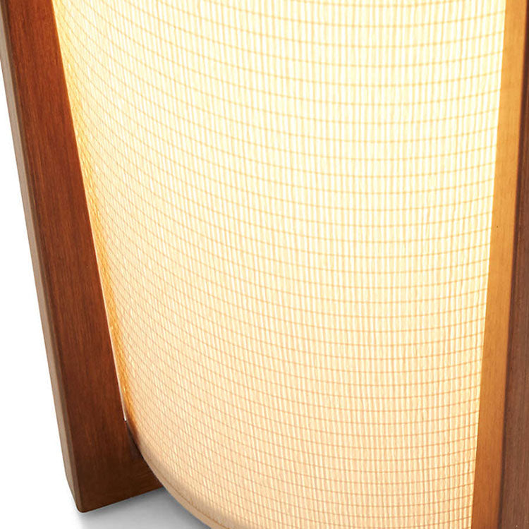 Cylinder Wooden Fabric Bedroom Table Lamp