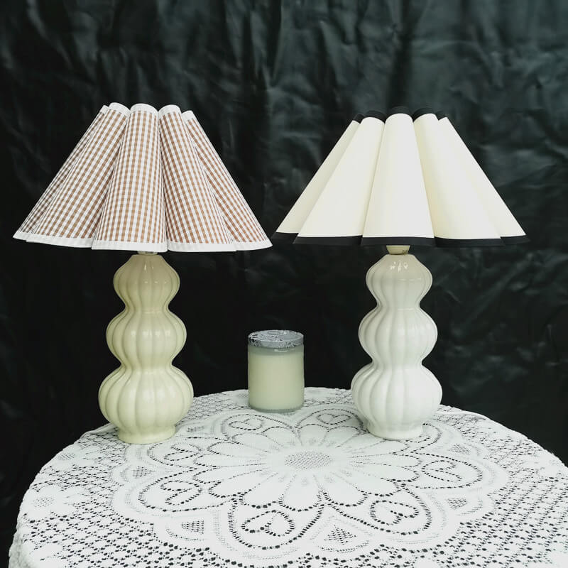 Pleated Ceramic Cloth Table Lamp