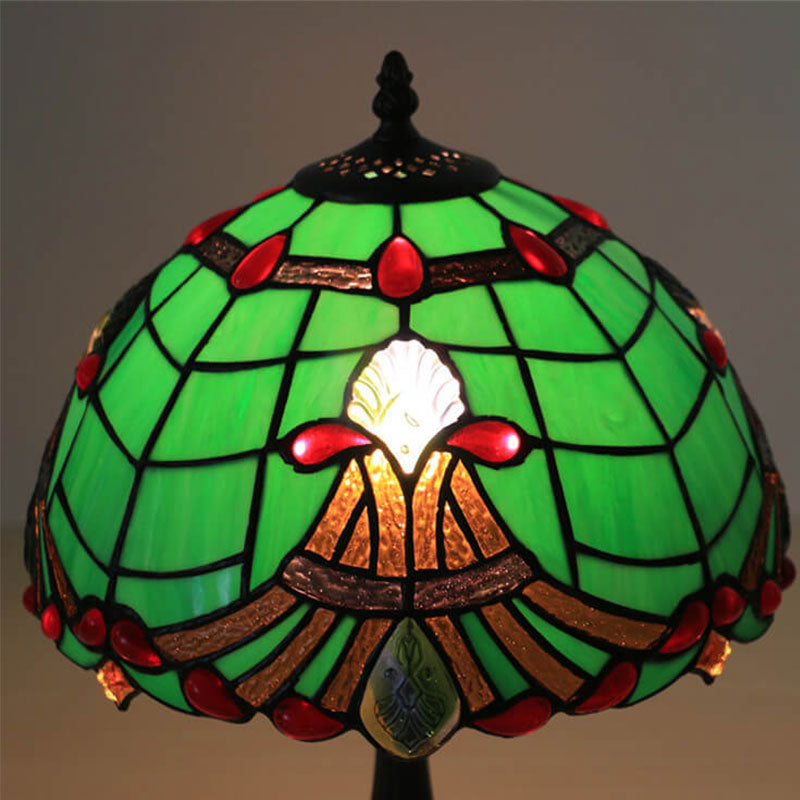 Curved Lucite Beads Stained Table Lamp