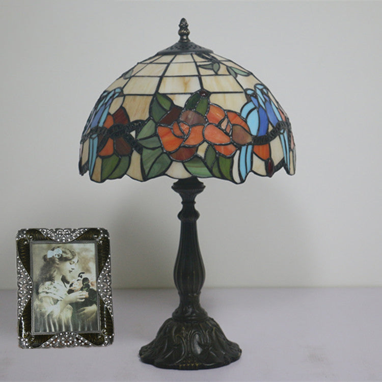 Stained Glass Rose Flower Table Lamp