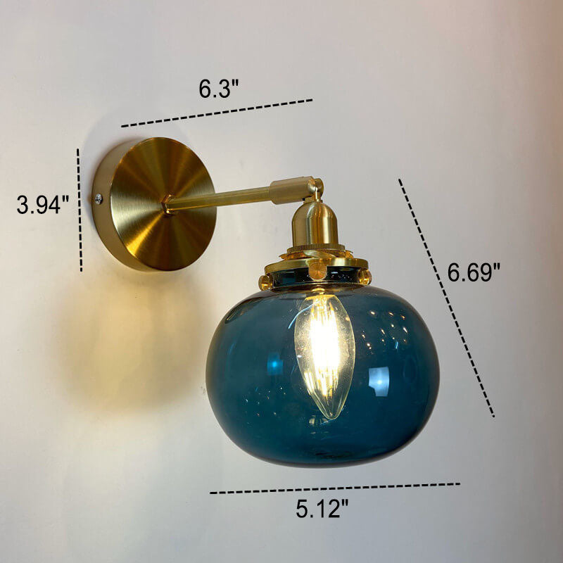Round Ball Glass Brass Wall Lamp