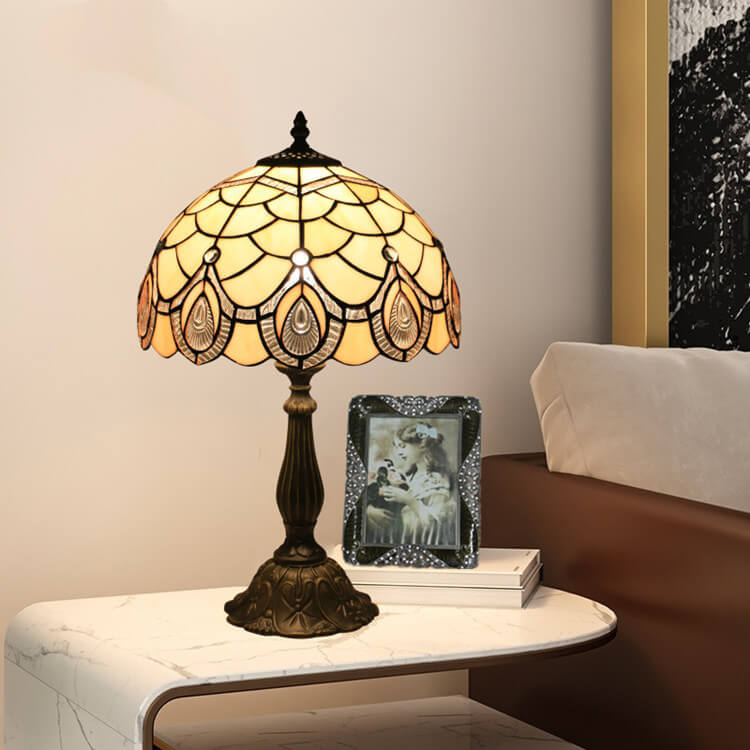 Lotus Resin Stained Glass Table Lamp