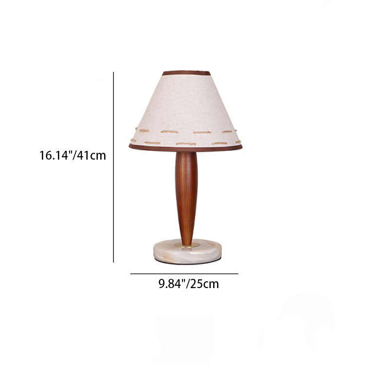 Tapered Marble Solid Wood Table Lamp