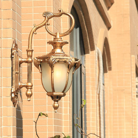 Aluminum Glass Carved Lantern Outdoor Light