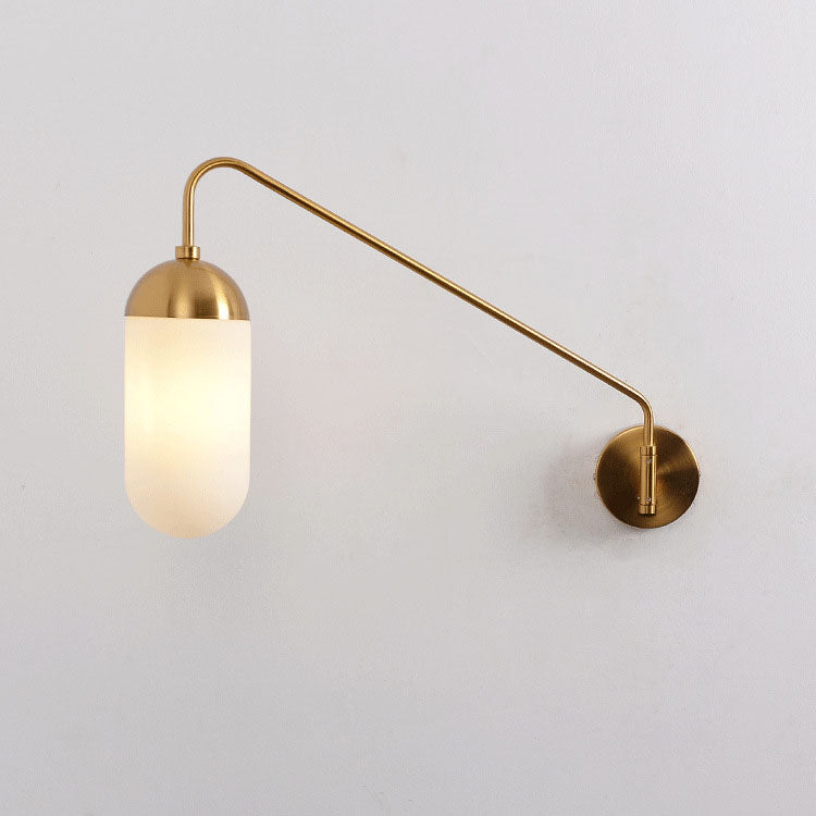 Glass Column Swing Arm Wall Lamp