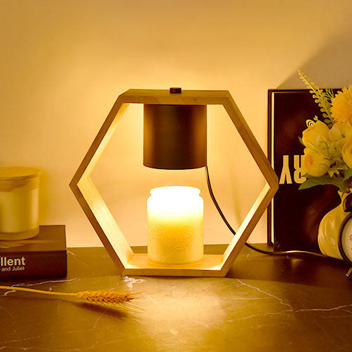 Hexagonal Metal Wood Aromatherapy Table Lamp
